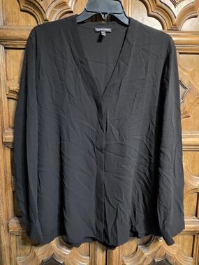 Eileen Fisher Black Relaxed V-Neck Top